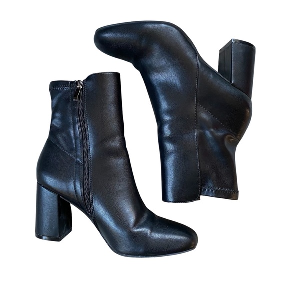 Vintage Shoes - Vintage Y2K MIA Black Vegan Leather Boots Size 8.5